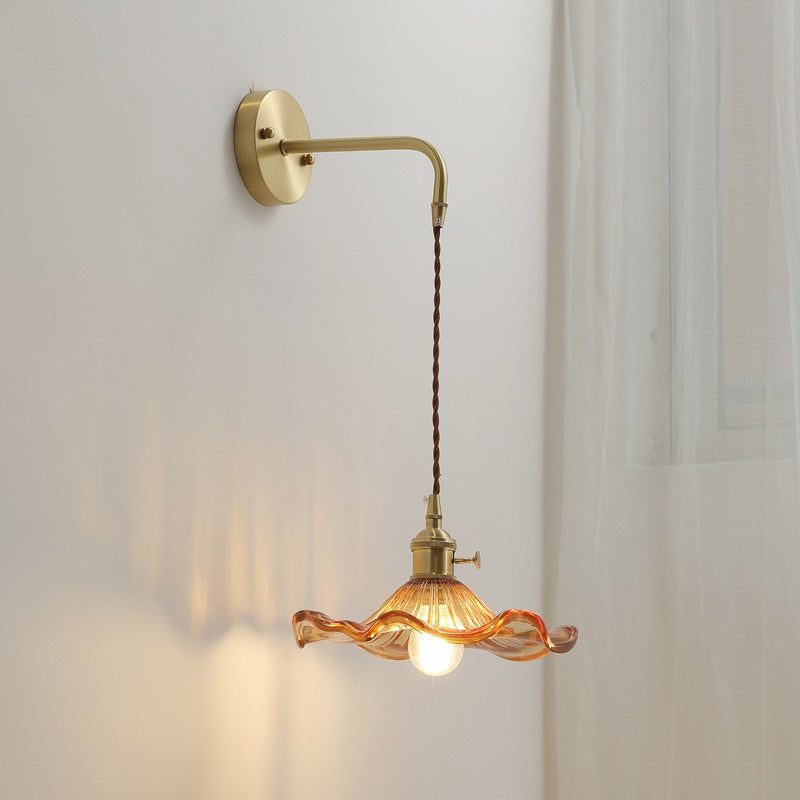 Flower Glass Brass Wall Light - 209GBWL - Modefinity