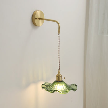 Flower Glass Brass Wall Light - 209GBWL - Modefinity