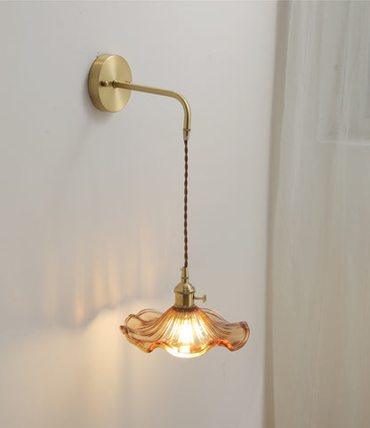 Flower Glass Brass Wall Light - 209GBWL - Modefinity