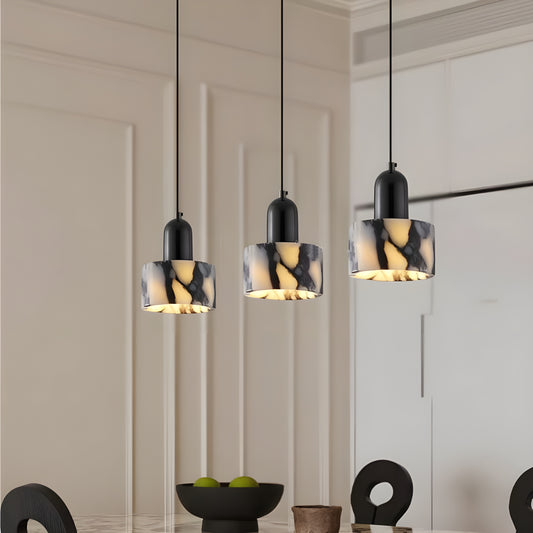 Luna Marble and Dome Metal Pendant Light - Modefinity
