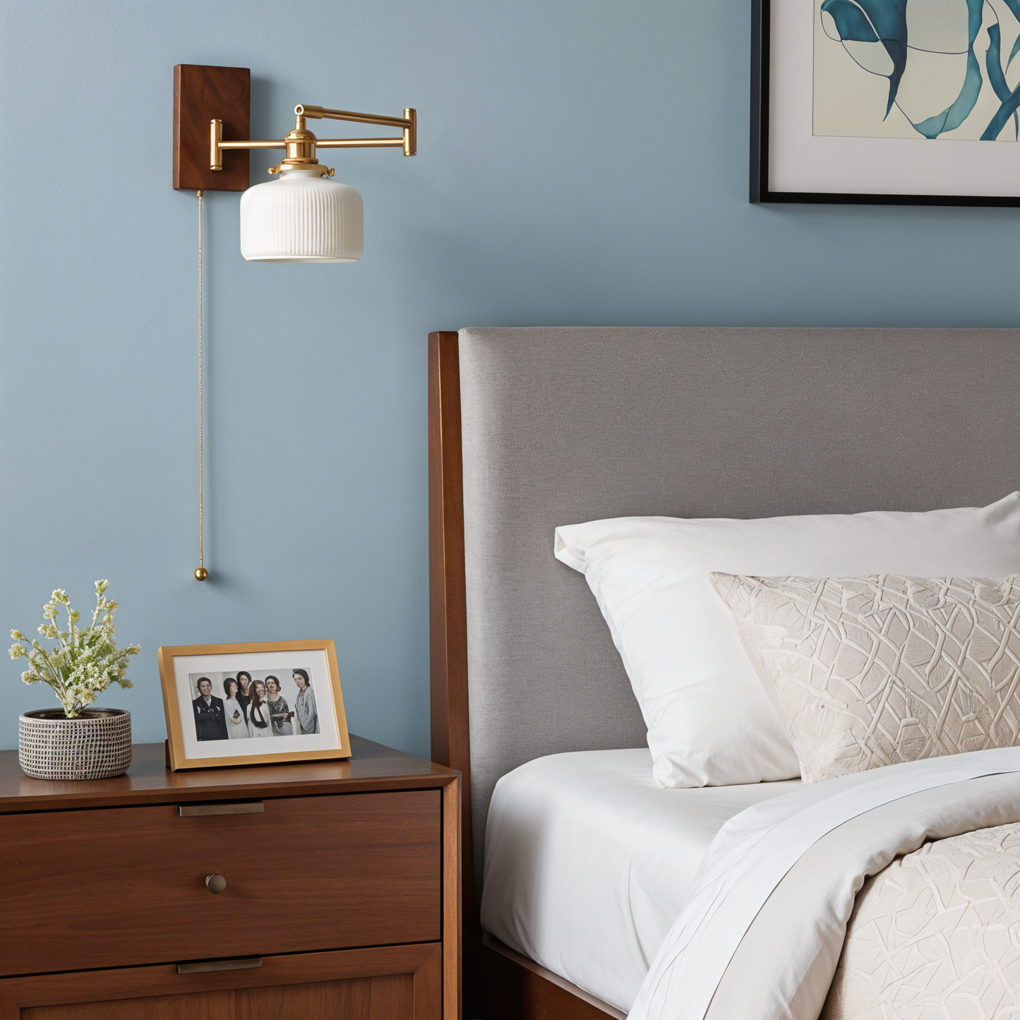 Luz de pared de cerámica con placa de madera - 116WL