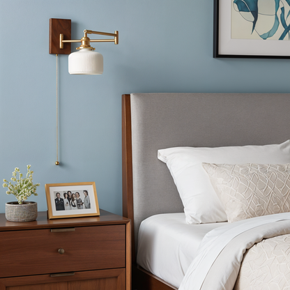 Luz de pared de cerámica con placa de madera - 116WL