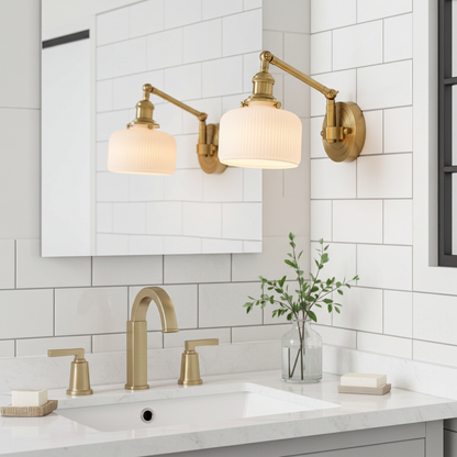 Adjustable Ceramic Wall Light with Brass Fixture – Rotatable Design