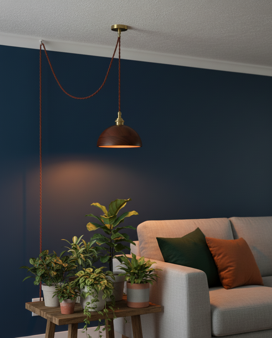 Walnut Wood Lampshade for Grow Bulbs – Stylish Plant Lighting Fixture