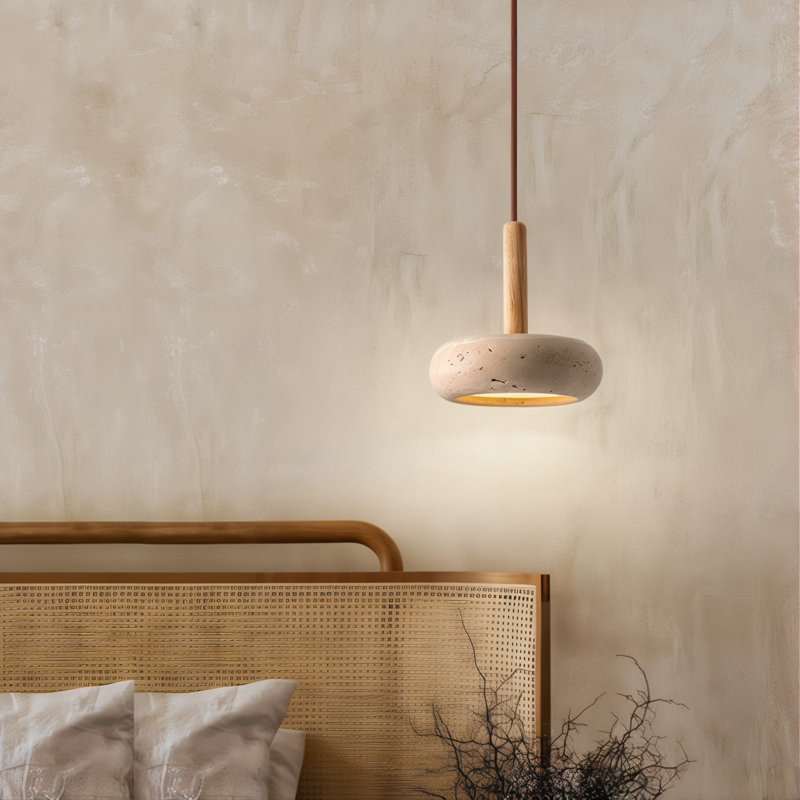 Modern Stone with Wood Pendant Lamp - Modefinity