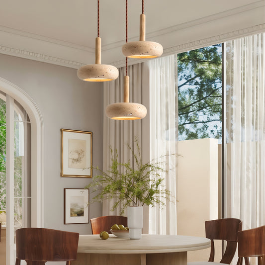 Modern Stone with Wood Pendant Lamp - Modefinity