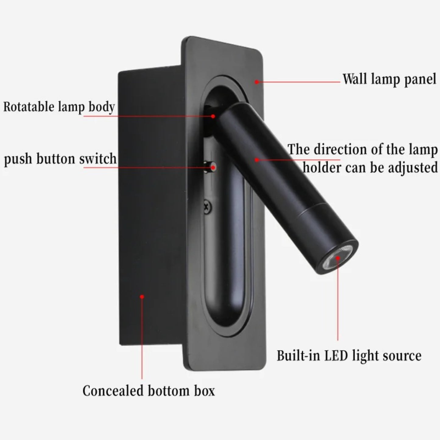 Sleek Adjustable LED Wall Reading Light – Modern Foldable Spotlight - Modefinity