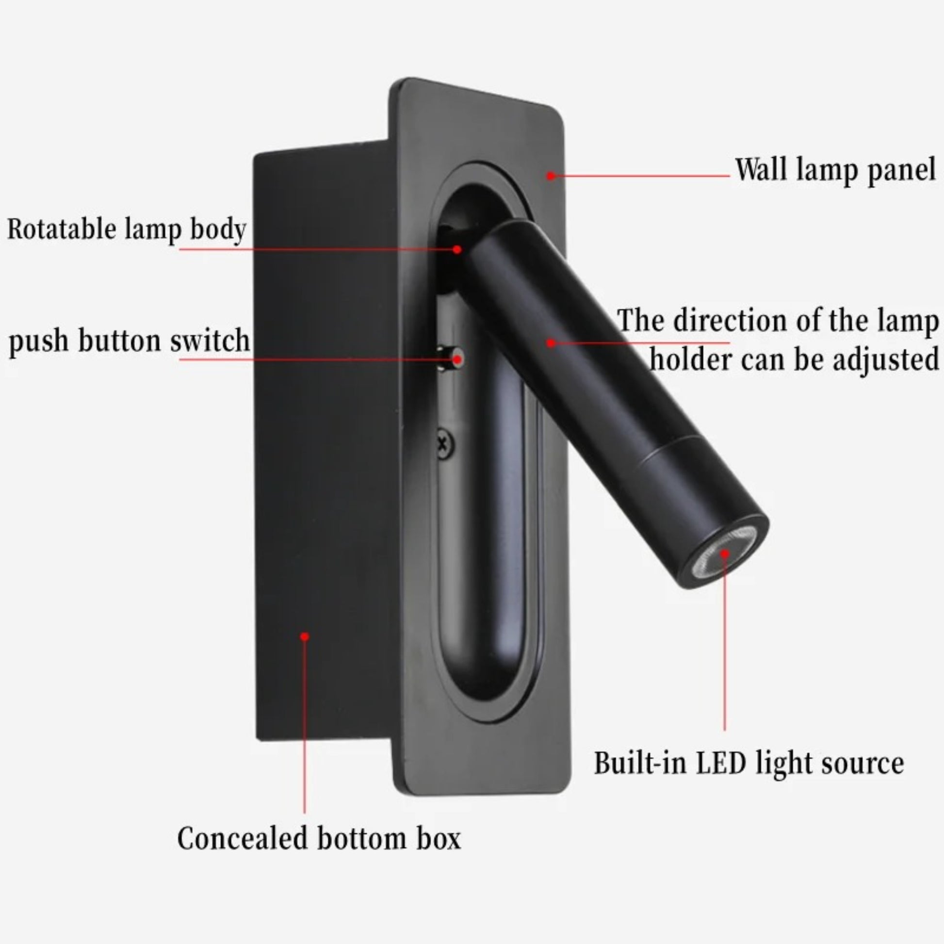 Sleek Adjustable LED Wall Reading Light – Modern Foldable Spotlight - Modefinity