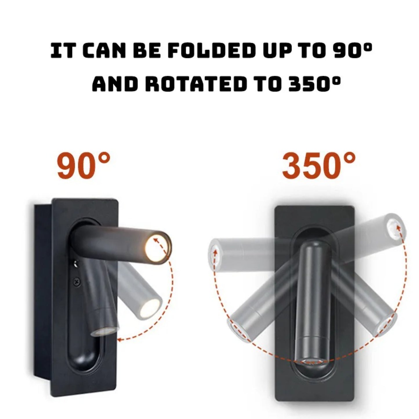 Sleek Adjustable LED Wall Reading Light – Modern Foldable Spotlight - Modefinity