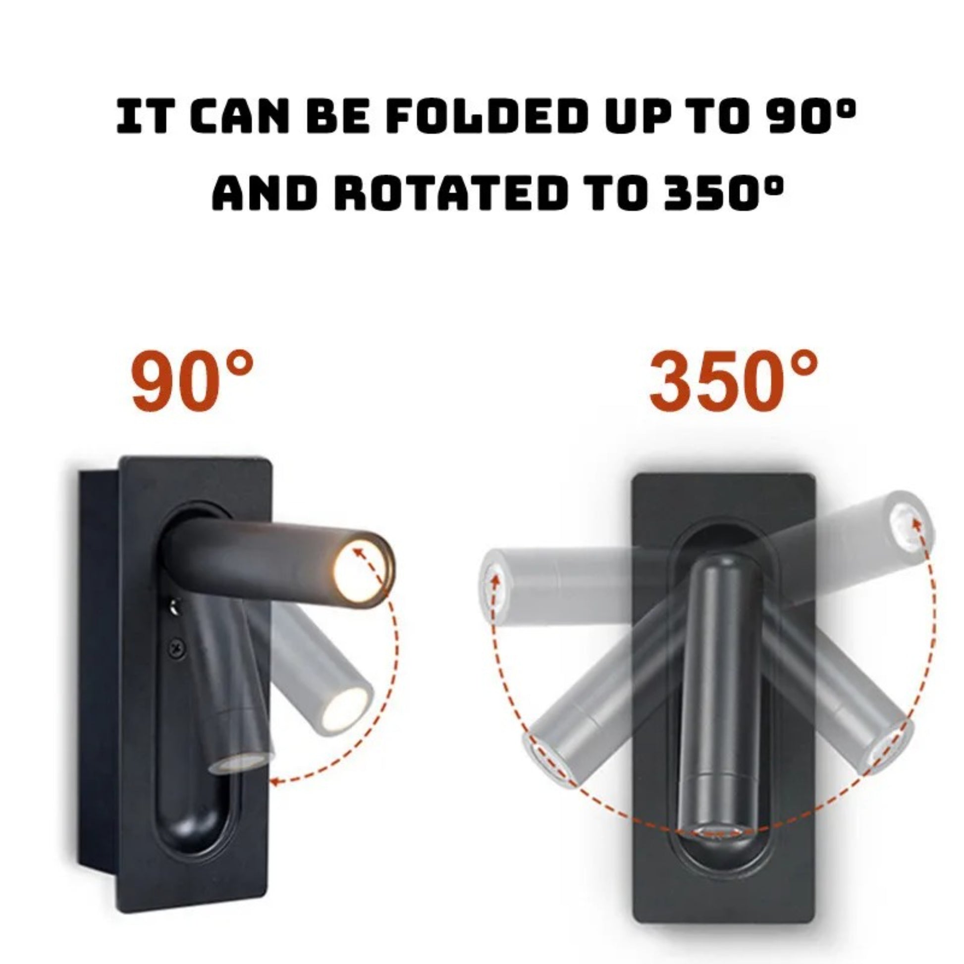 Sleek Adjustable LED Wall Reading Light – Modern Foldable Spotlight - Modefinity