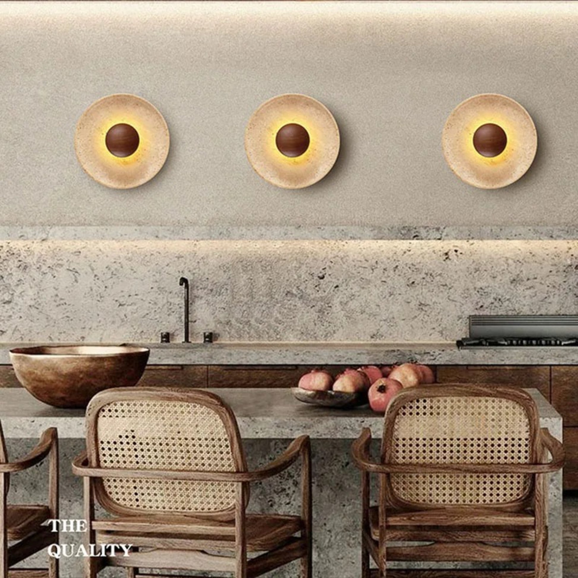 Solar Eclipse Stone & Wood Wall Light – Artistic Ambient Sconce - Modefinity