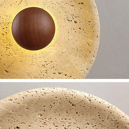 Solar Eclipse Stone & Wood Wall Light – Artistic Ambient Sconce - Modefinity