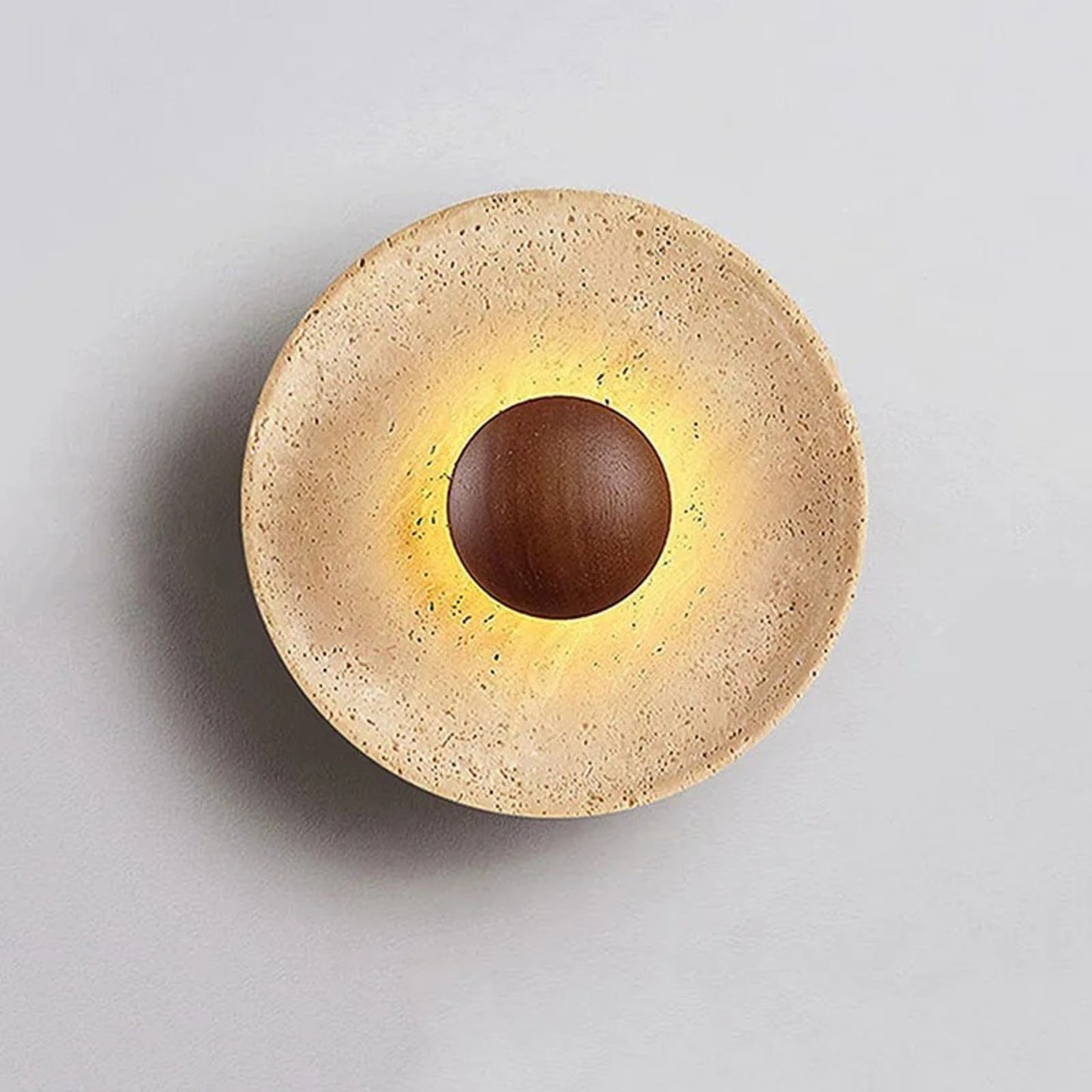 Solar Eclipse Stone & Wood Wall Light – Artistic Ambient Sconce - Modefinity