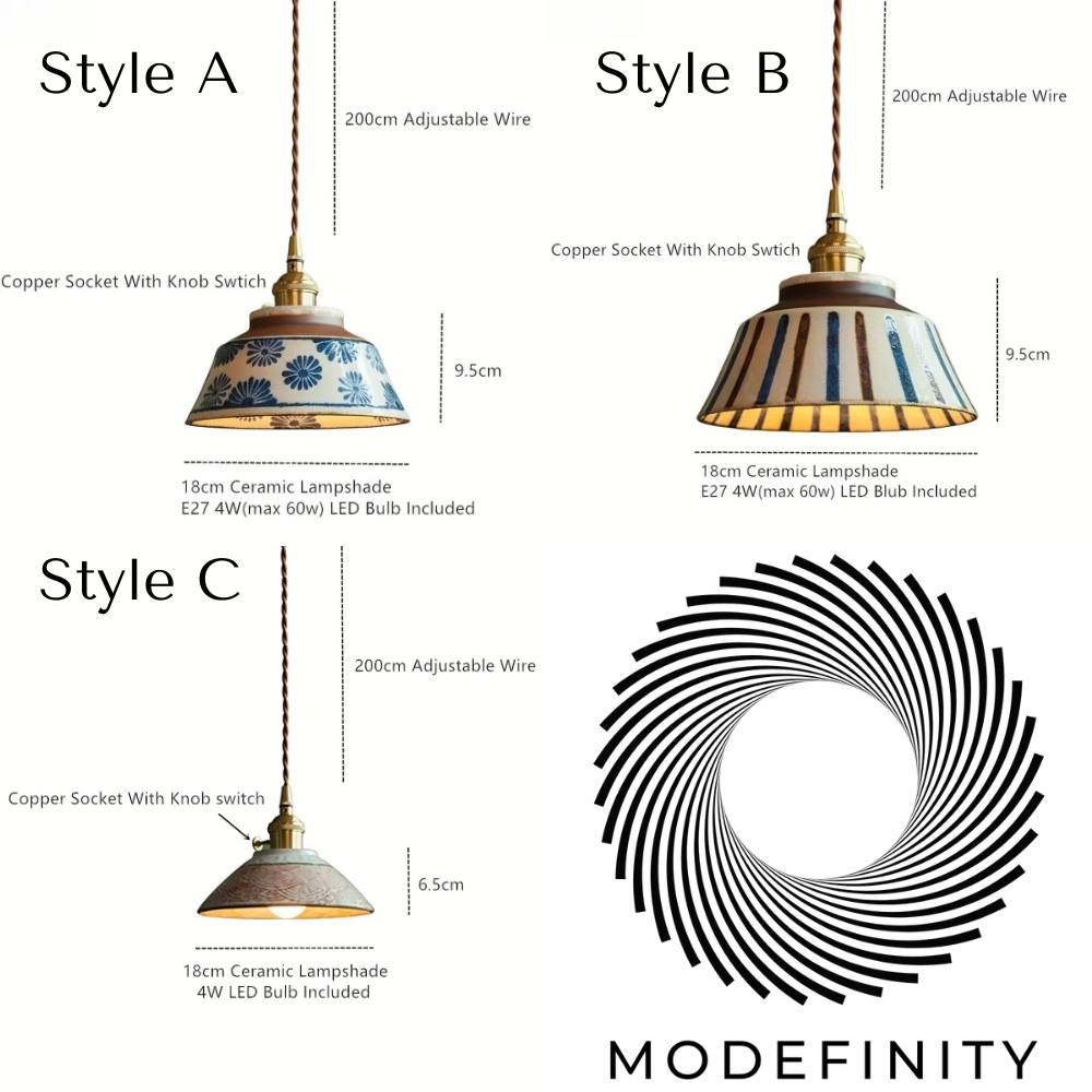 Handcrafted Vintage Ceramic Pendant Light - Modefinity