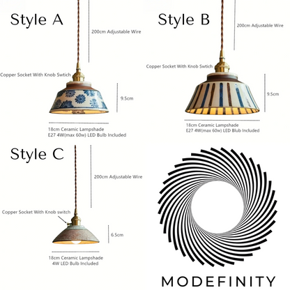 Handcrafted Vintage Ceramic Pendant Light - Modefinity