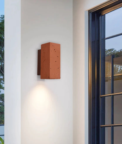Terracotta Minimalist Wall Light – Modern Rustic Cylinder & Cube Design - Modefinity
