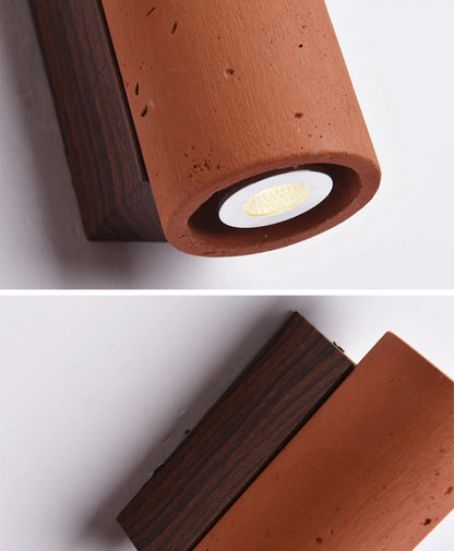 Terracotta Minimalist Wall Light – Modern Rustic Cylinder & Cube Design - Modefinity