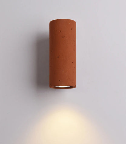 Terracotta Minimalist Wall Light – Modern Rustic Cylinder & Cube Design - Modefinity
