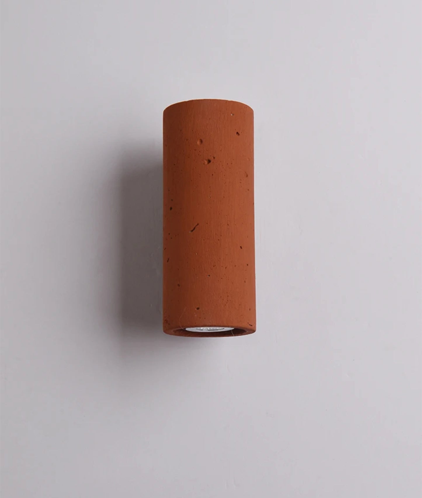 Terracotta Minimalist Wall Light – Modern Rustic Cylinder & Cube Design - Modefinity