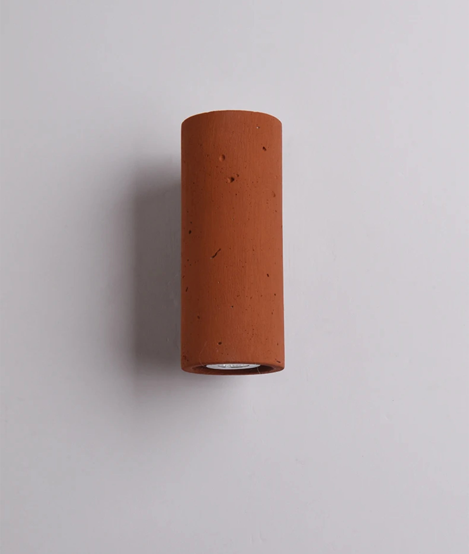 Terracotta Minimalist Wall Light – Modern Rustic Cylinder & Cube Design - Modefinity
