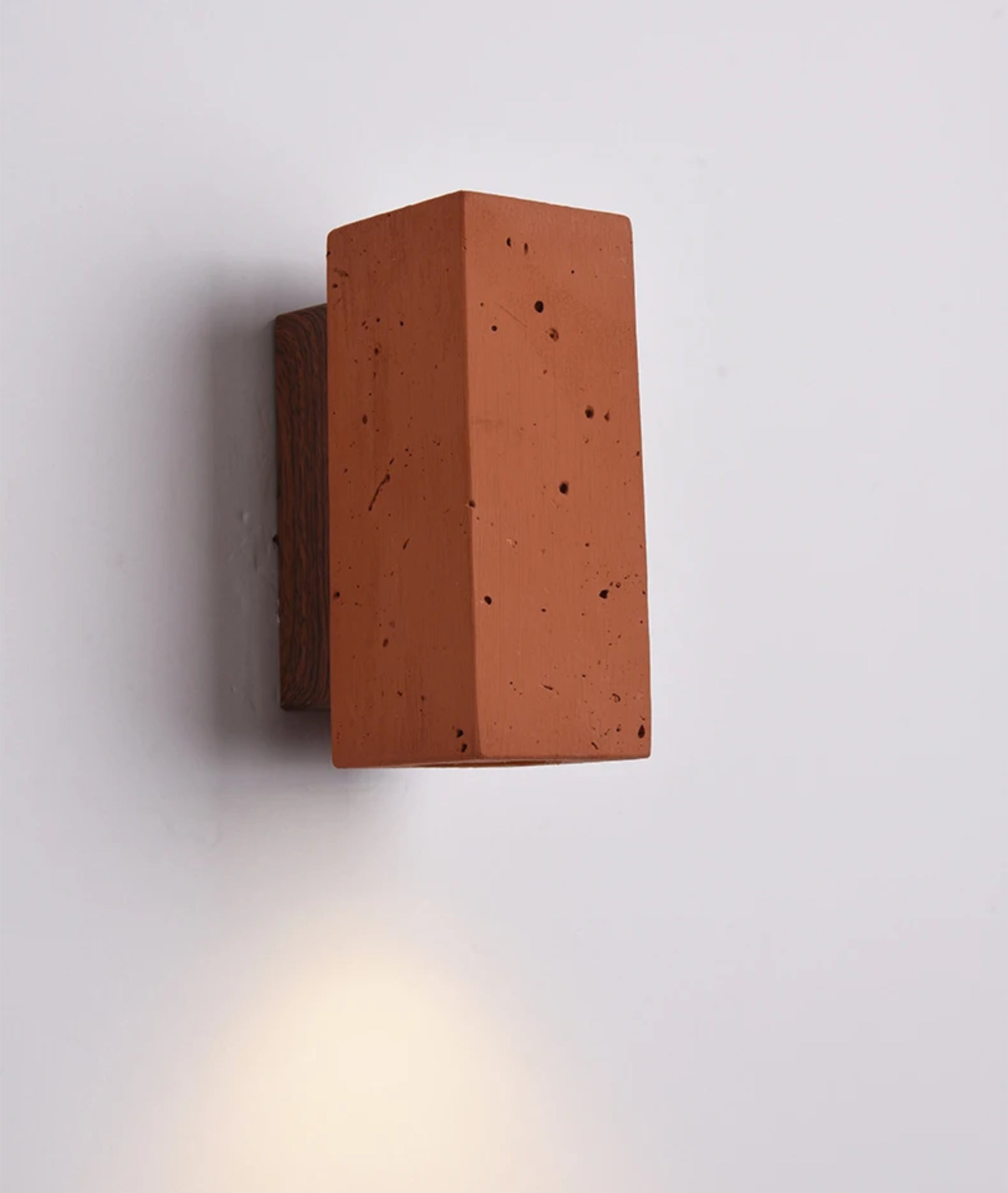 Terracotta Minimalist Wall Light – Modern Rustic Cylinder & Cube Design - Modefinity