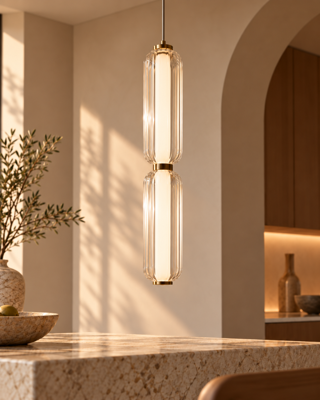 Elegant Fluted Glass Pendant Light