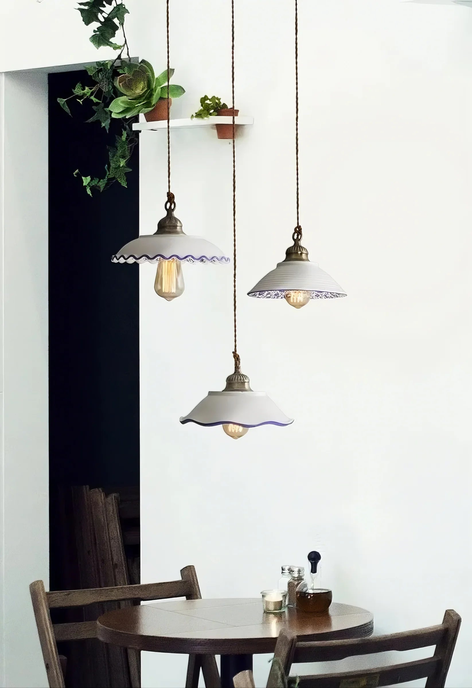 Vintage Floral Ceramic Pendant Light Trio - Modefinity