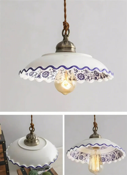 Vintage Floral Ceramic Pendant Light Trio - Modefinity
