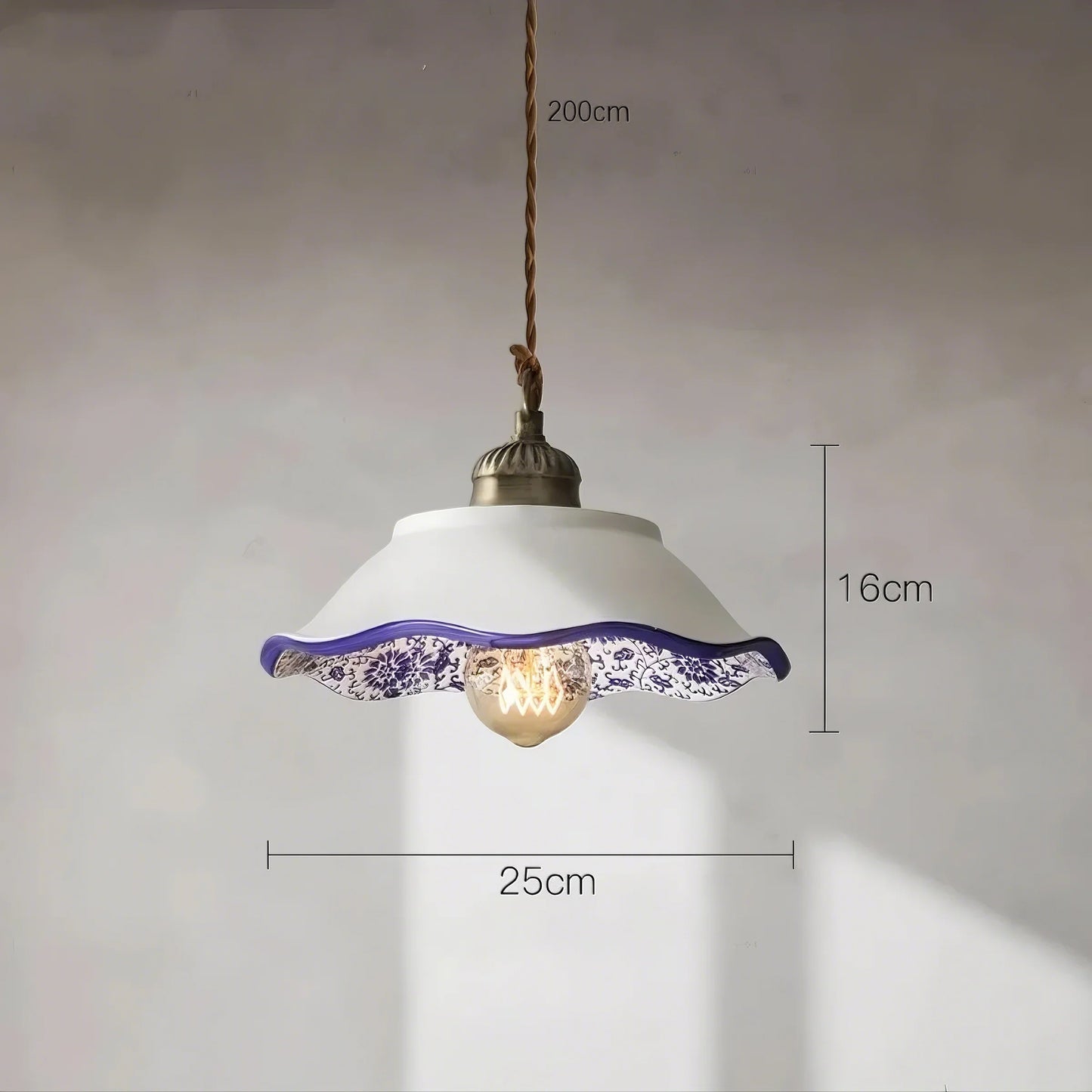 Vintage Floral Ceramic Pendant Light Trio - Modefinity