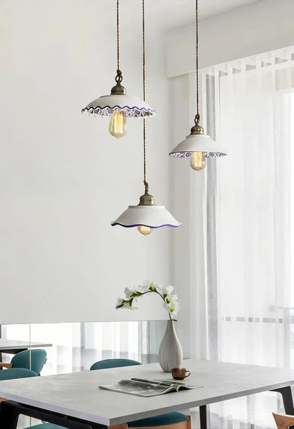 Vintage Floral Ceramic Pendant Light Trio - Modefinity