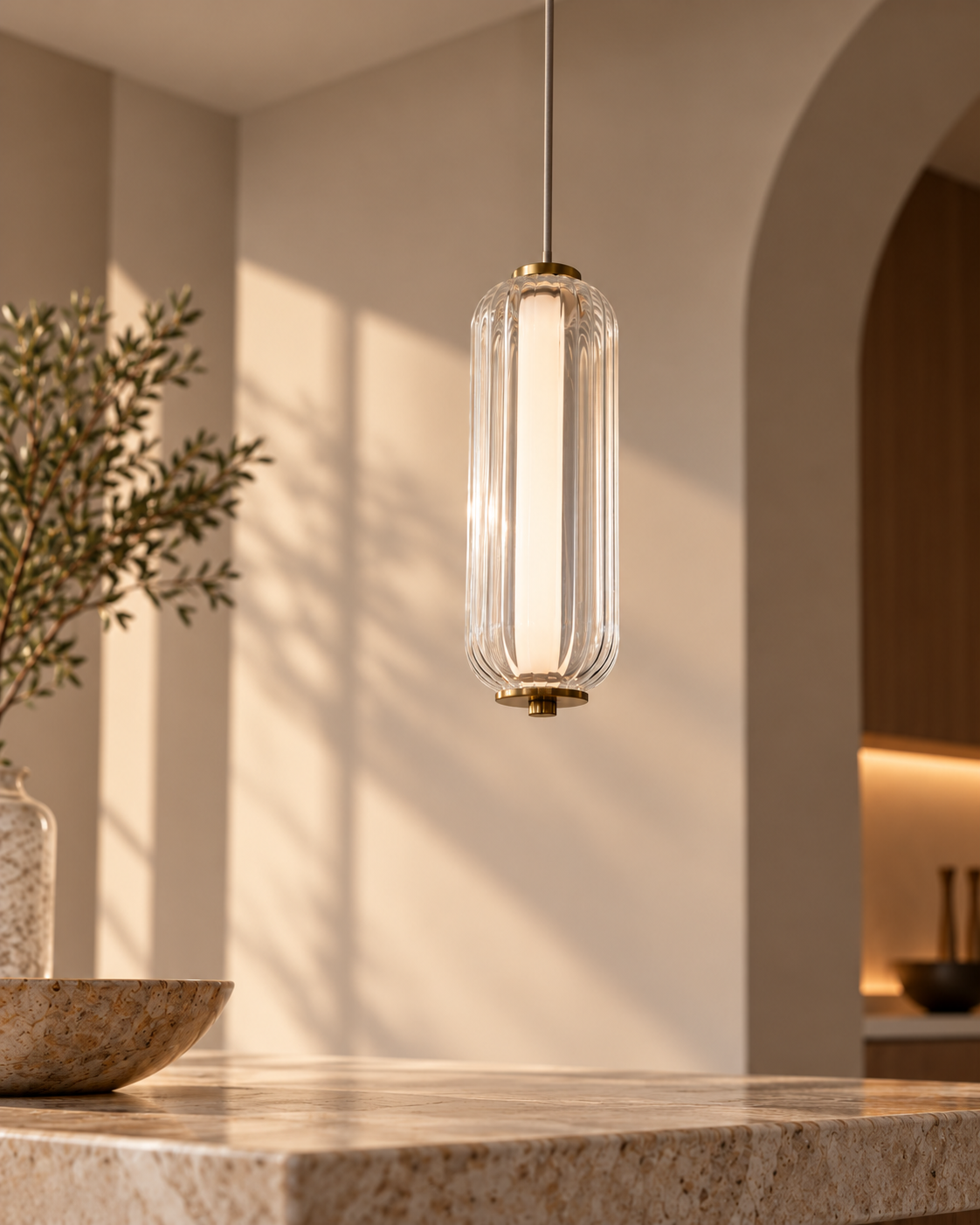 Elegant Fluted Glass Pendant Light