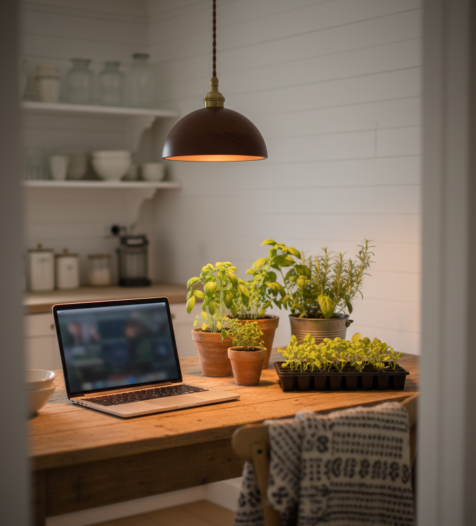 Walnut Wood Lampshade for Grow Bulbs – Stylish Plant Lighting Fixture