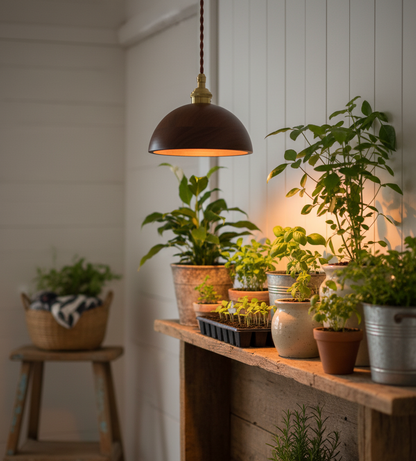 Walnut Wood Lampshade for Grow Bulbs – Stylish Plant Lighting Fixture