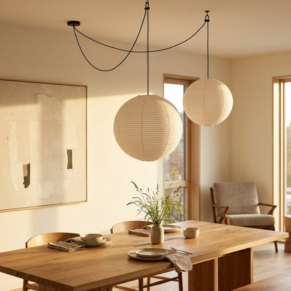 Hikari Japanese Paper Lantern Pendant Light – Oversized Wabi Sabi Chandelier