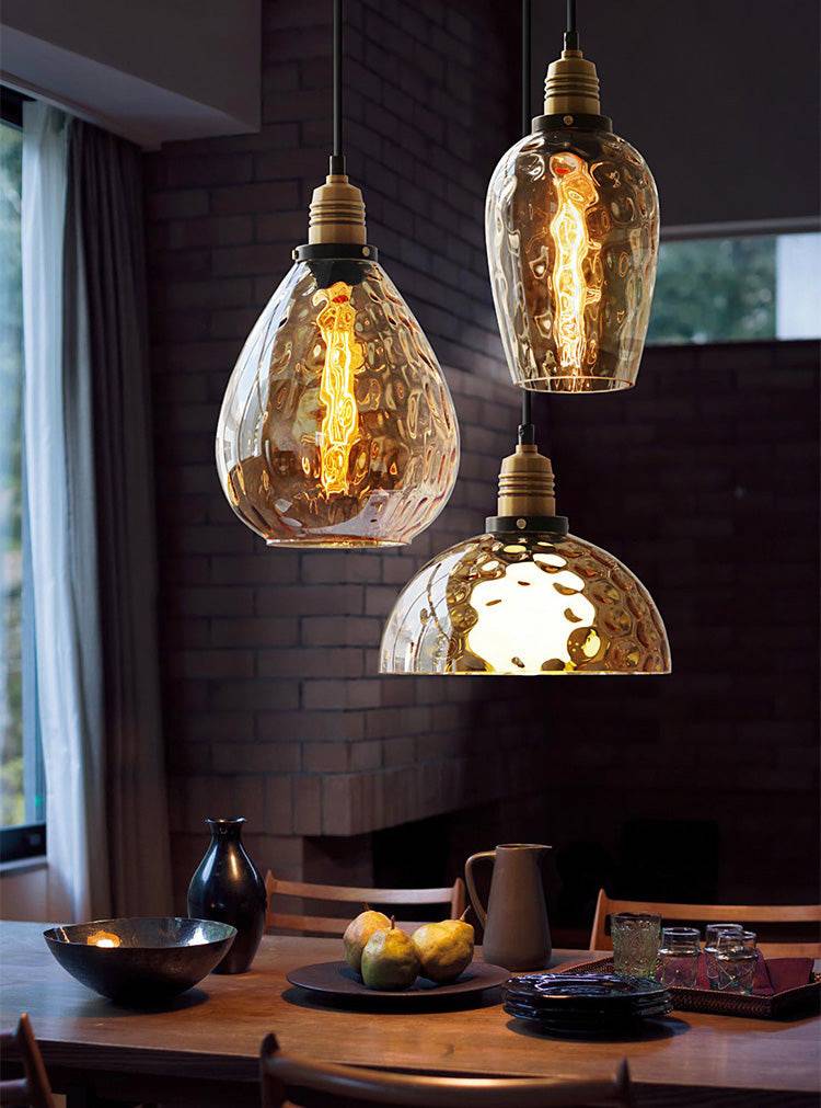 View of Amber Glass Pendant Light
