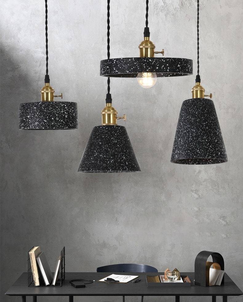 Black Terrazzo Cement Pendant Light - 106CM - Modefinity