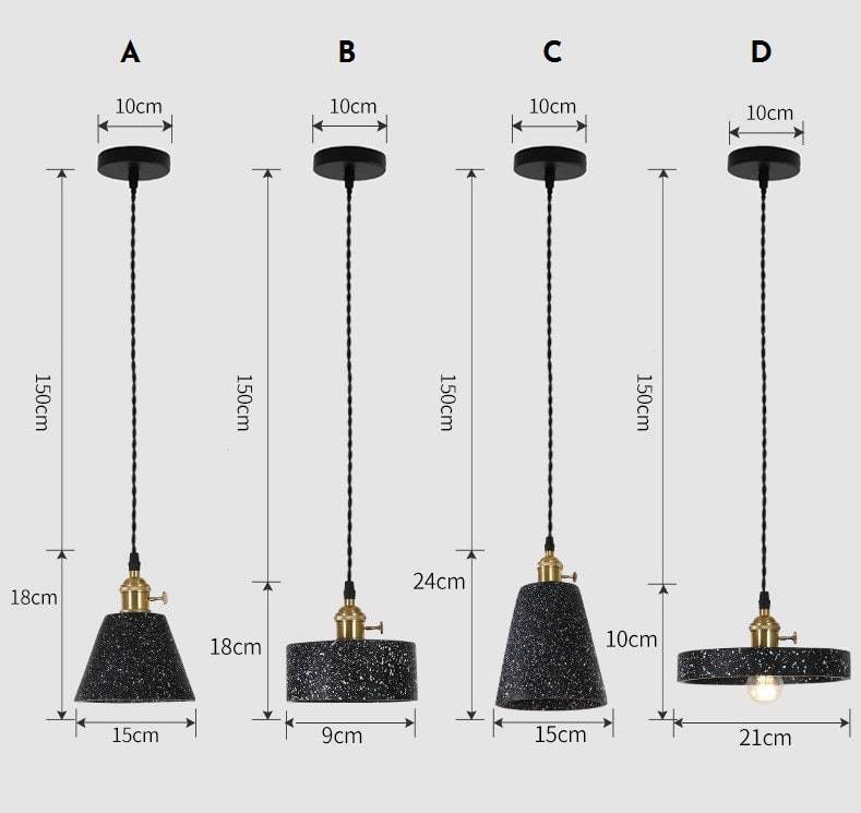 Black Terrazzo Cement Pendant Light - 106CM - Modefinity