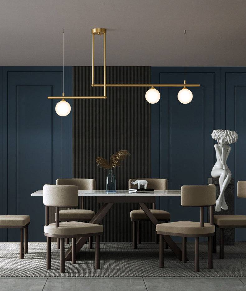 Brass Chandelier With White Frosted Globes - 1CH1 - Modefinity