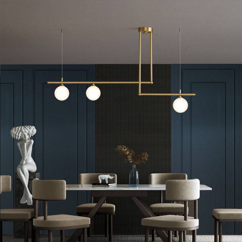 Brass Chandelier With White Frosted Globes - 1CH1 - Modefinity