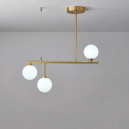 Brass Chandelier With White Frosted Globes - 1CH5 - Modefinity