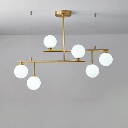 Brass Chandelier With White Frosted Globes - 1CH5 - Modefinity