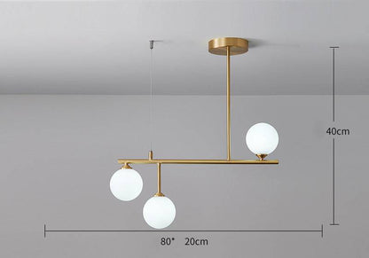 Brass Chandelier With White Frosted Globes - 1CH5 - Modefinity