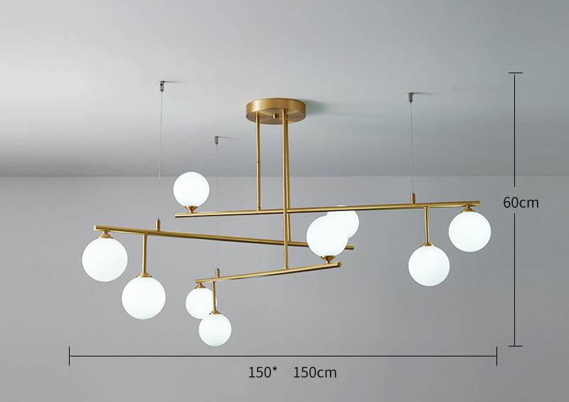 Brass Chandelier With White Frosted Globes - 1CH5 - Modefinity