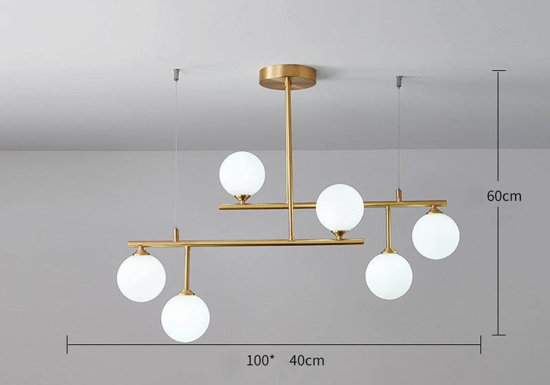 Brass Chandelier With White Frosted Globes - 1CH5 - Modefinity