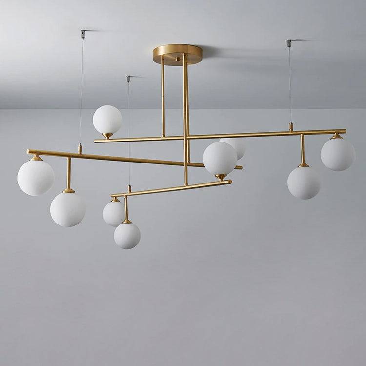 Brass Chandelier With White Frosted Globes - 1CH5 - Modefinity