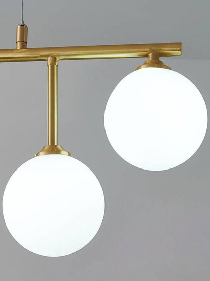 Brass Chandelier With White Frosted Globes - 1CH5 - Modefinity