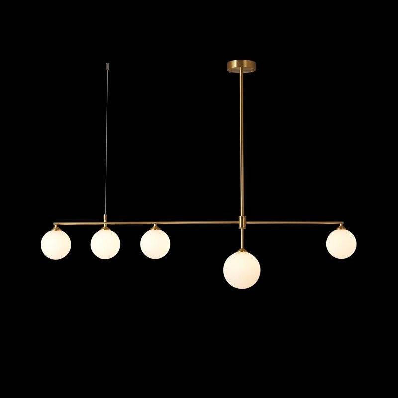 Brass Chandelier With White Frosted Globes - 1CH8 - Modefinity