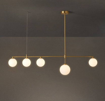 Brass Chandelier With White Frosted Globes - 1CH8 - Modefinity