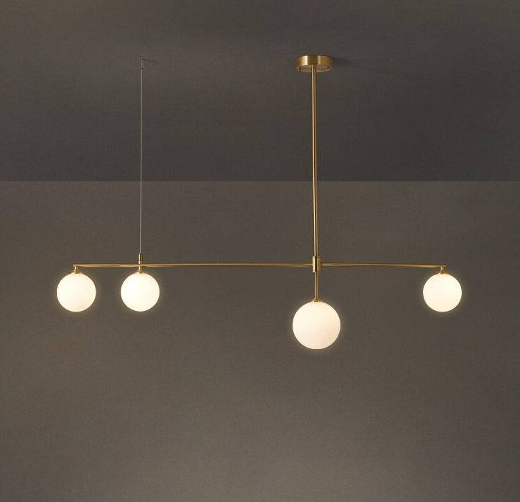 Lustre en laiton avec globes blancs givrés - 1CH8