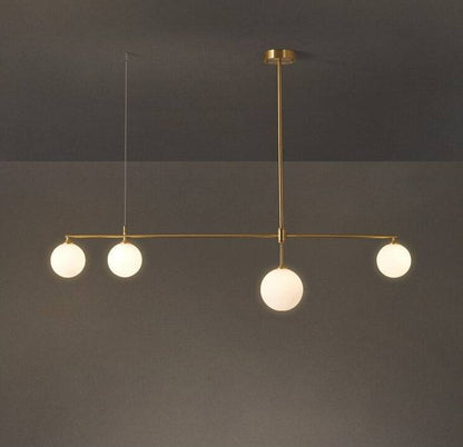 Lustre en laiton avec globes blancs givrés - 1CH8